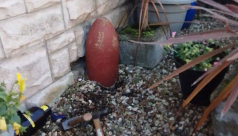 old Couple discover garden ornament they used to  bang mud off trowel is actually live bomb shocking vkv