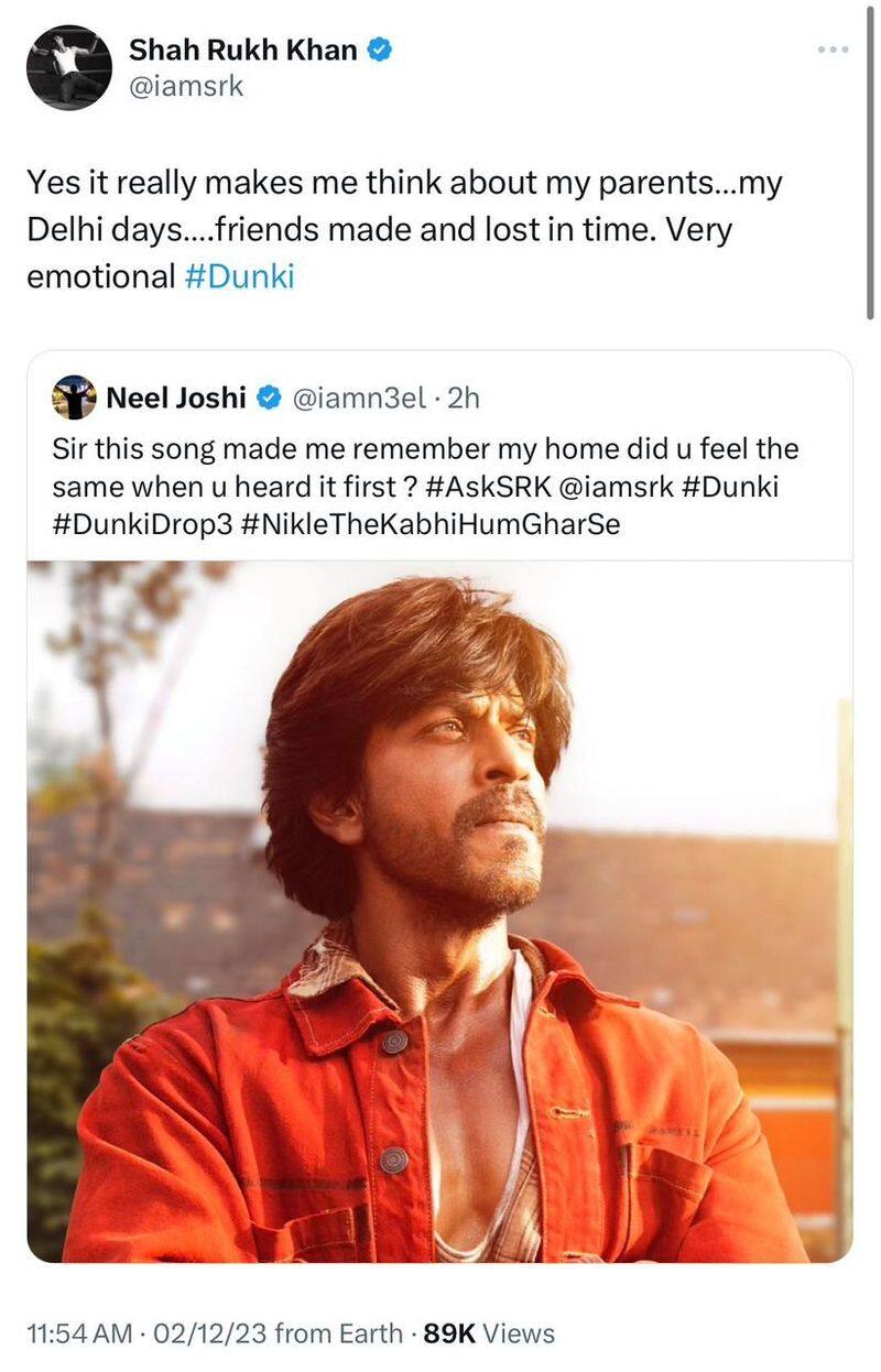 AskSrk Session: Shah Rukh Khan talks about his movie Dunki, parents, favourite Punjabi dish and more  RBA