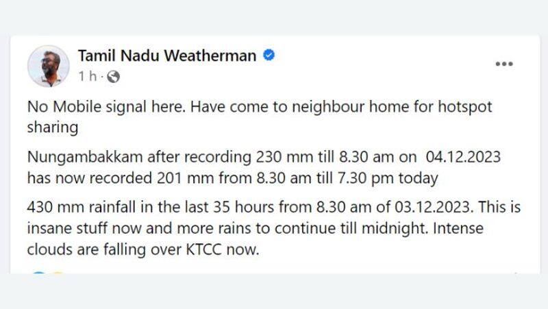 Tamil Nadu Weatherman Pradeep John has warned that there will be heavy rain in Chennai tonight-rag