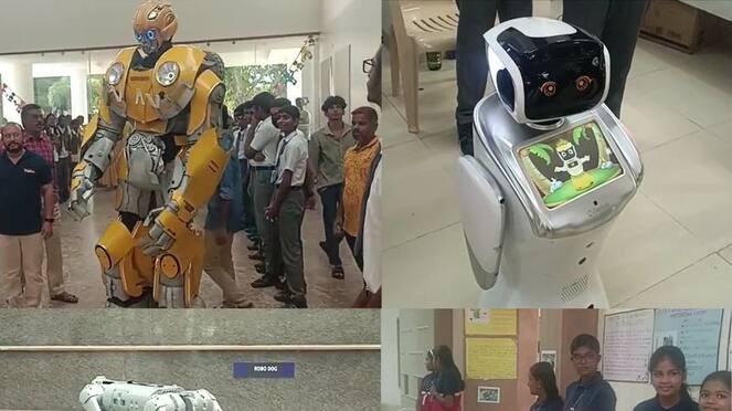 robotic exhibition held private schools at udumalpet in tirupur district vel
