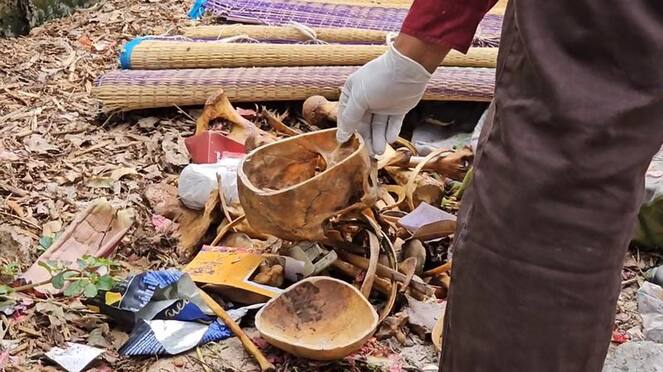 human bones rescued from road side at ramanathapuram in coimbatore vel