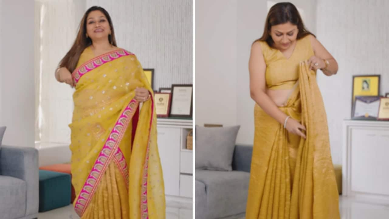 Double Petticoat के साथ लेहेंगा साड़ी कैसे पहने | How to Drape Saree like a  Lehenga - YouTube