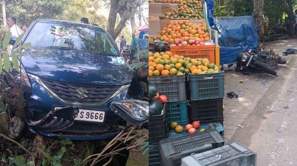 car lost control and hits street vendor and others two injured in alappuzha etj