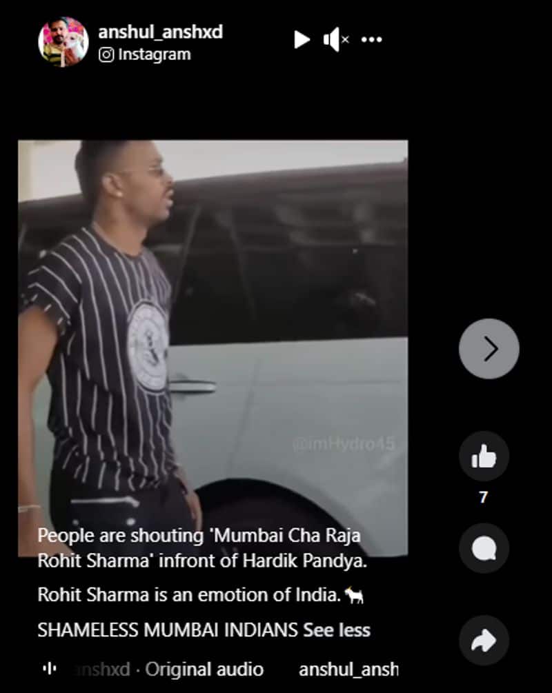 Fake video circulating as Mumbai Indians fans chants Rohit Sharma name in front of Hardik Pandya jje