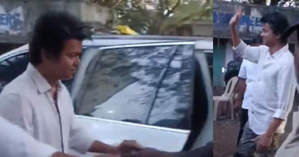 Thalapathy Vijay Clean Shave Look கிளீன் ஷேவ் லுக்கில் மாஸ் என்ட்ரி