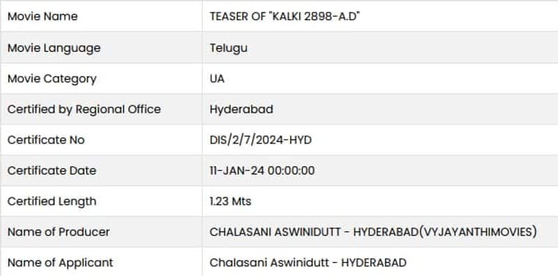 Kalki 2898 AD: Deepika Padukone, Prabhas starrer teaser gets certification; promo to release over Sankranti ATG