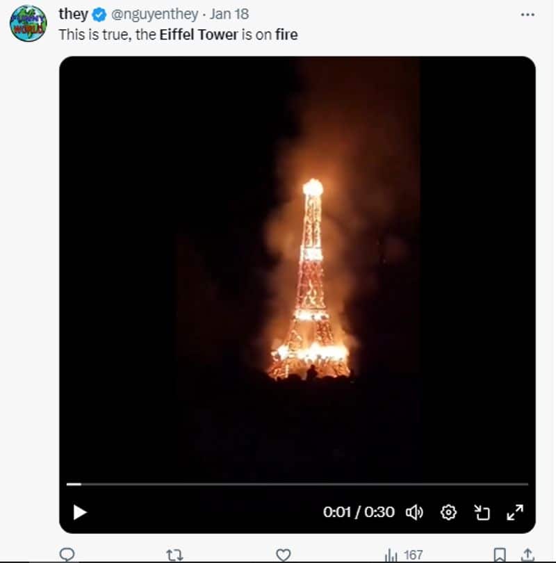 Does Eiffel Tower catched fire here is the truth fact check jje 