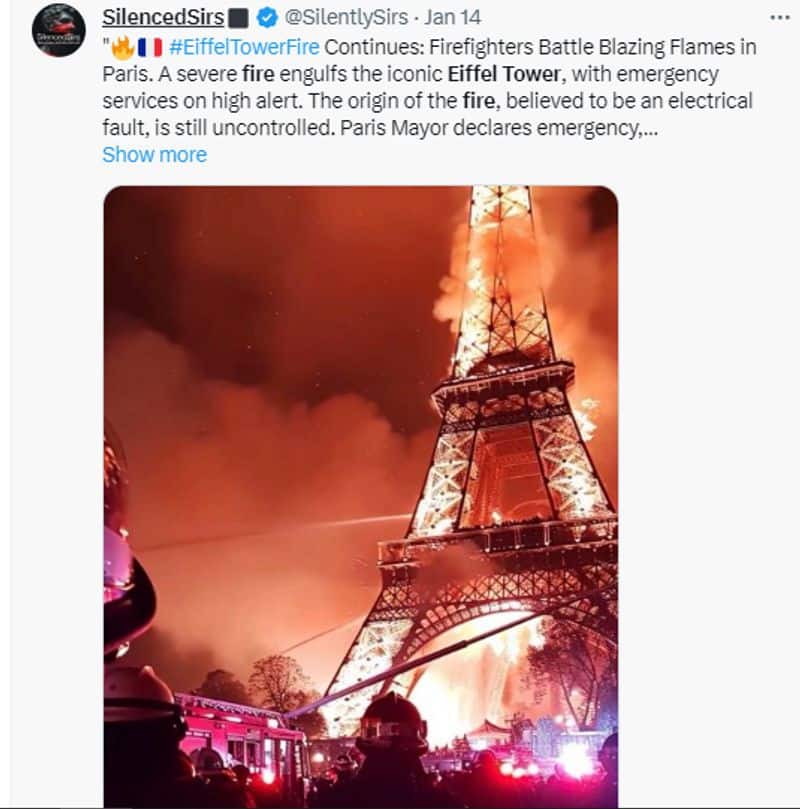 Does Eiffel Tower catched fire here is the truth fact check jje 
