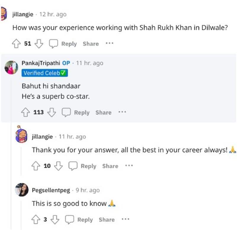 Pankaj Tripathi shares his experience of working with Shah Rukh Khan; calls him 'shaandar' ATG