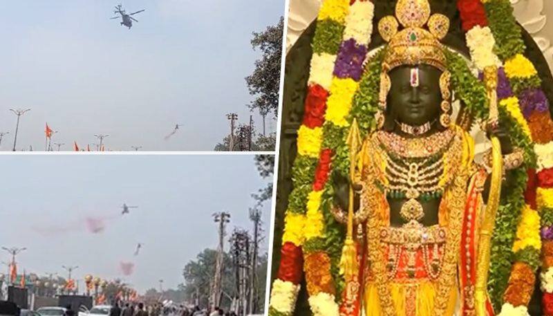 Indian Air Force helicopters shower flower petals as Ram Lalla idol unveiled in Ayodhya (WATCH)