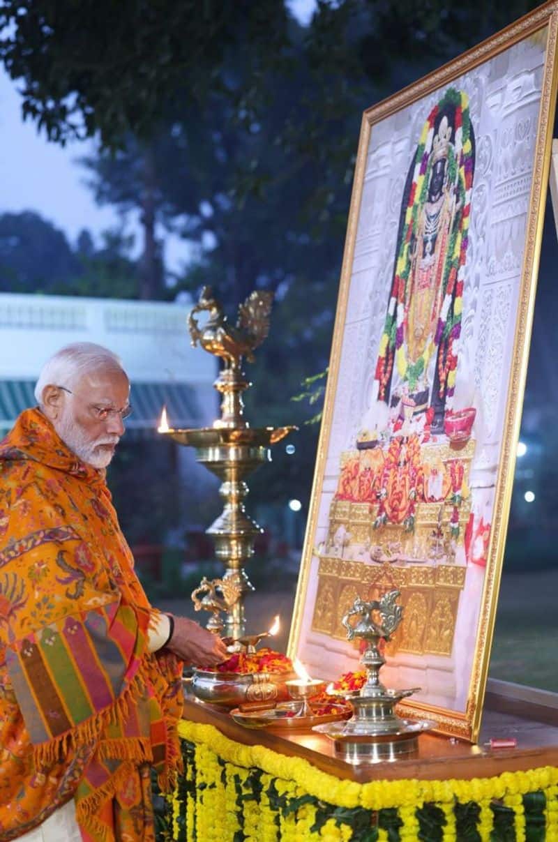 PM Modi lights 'Ramjyoti' at his residence upon returning from Ayodhya