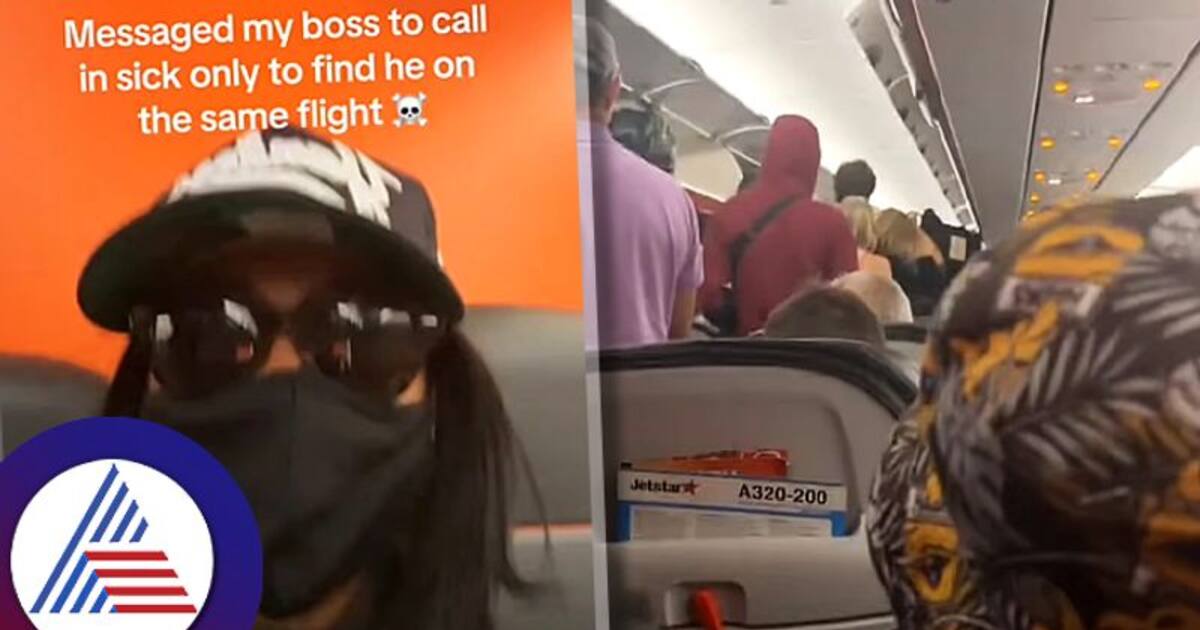 Backseat boss Woman calls in sick and boards flight, spots boss seated