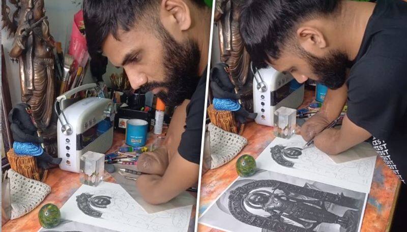 Inspiring devotion: Artist with no hands creates breathtaking sketch of Ram Lalla idol (WATCH)