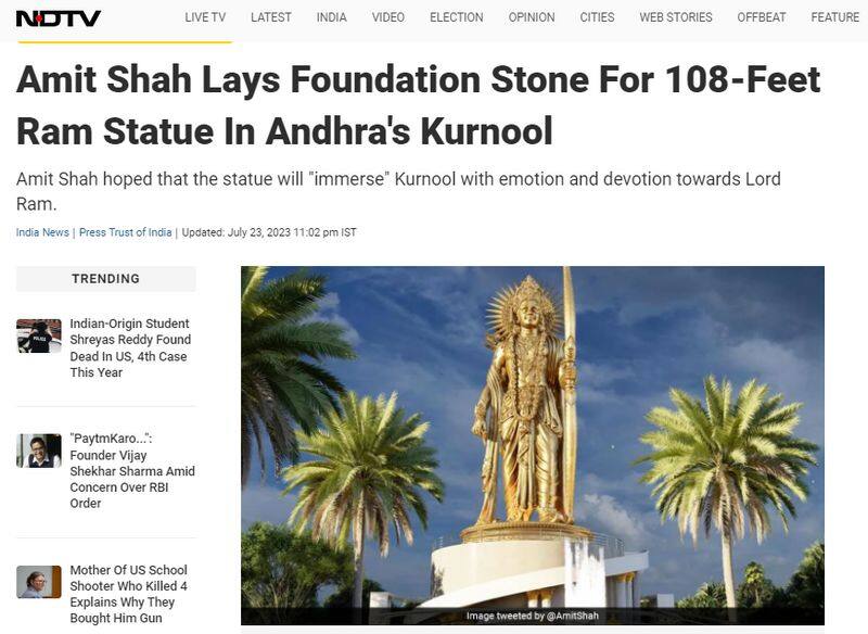 fact check unrelated photo sharing as world tallest statue of lord ram to be installed near sarayu river bank in ayodhya 