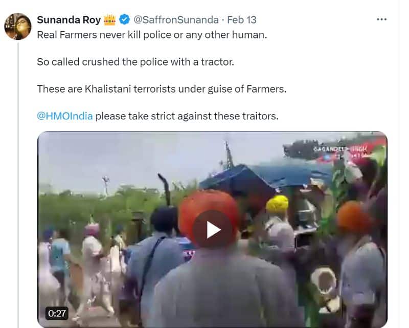 Fact Check viral video of tractor running over a police during Farmers Protest 2024 here is the fact jje 