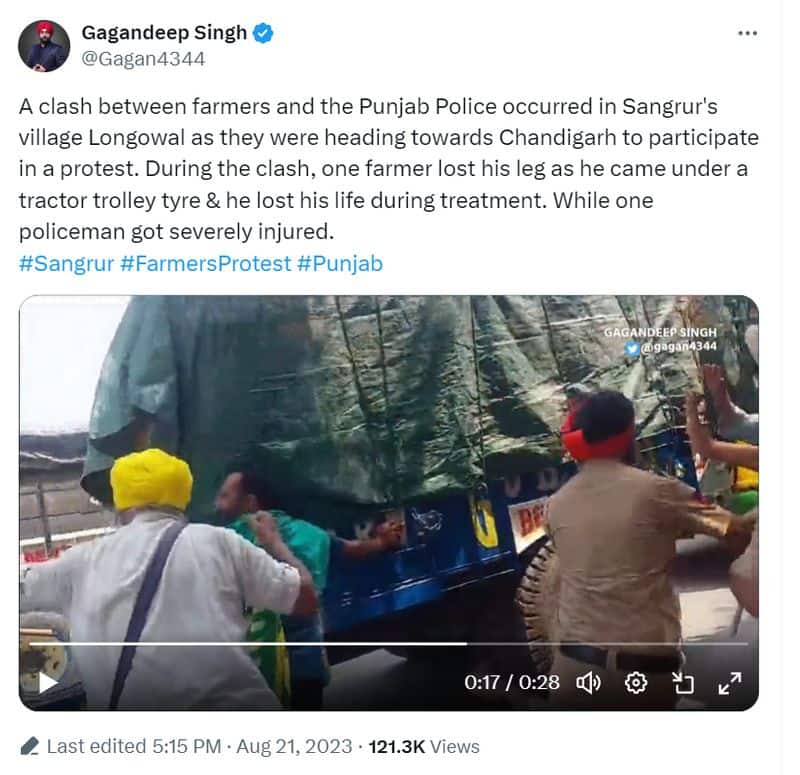 Fact Check viral video of tractor running over a police during Farmers Protest 2024 here is the fact jje 