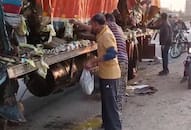 Highway havoc: Locals seize ghee packets after truck collision in Uttar Pradesh (WATCH)