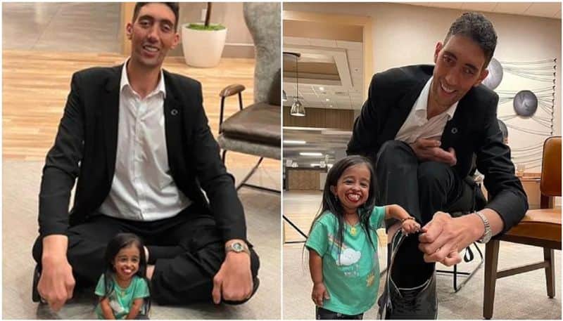photos of tallest man in the world with shortest woman going viral