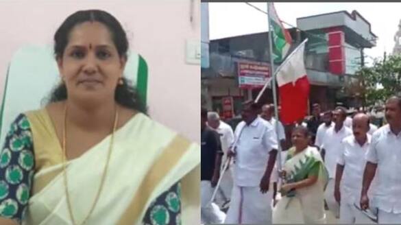 woman panchayat president who defected from UDF to LDF Election commission action on ppp