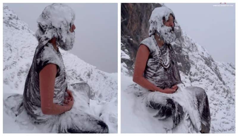 himanchal pradesh Mahayogi Satyendra Nath video viral  who did yoga in snow kxa 