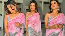 Serial Actress, Biggboss contestant Namrutha Gowda shines in pink saree Vin