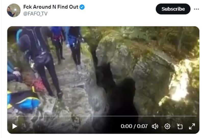 Fact Check Viral videos shows a man falls into a deep hole like Guna Cave here is the fact