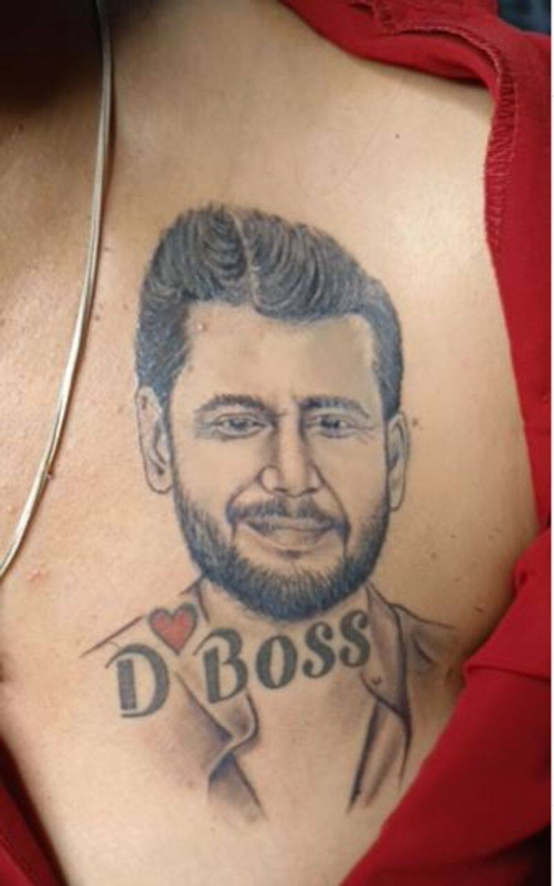 Darshan's fan favorite tattoo on his chest | Dboss Tributes To His Fans -  YouTube