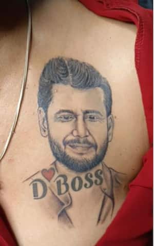 Boss of Sandalwood CSD - One more female fan tattoo of Dboss Regards:-  Sandalwood boss challenging star darshan csd | Facebook