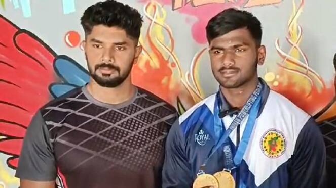 Tirupur school student Aditya scored gold medals in bench press and dead lift ans