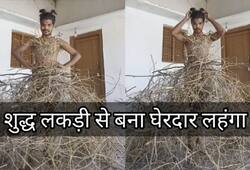 man wearing  lehenga made of tree branch video goes viral zkamn