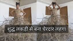man wearing  lehenga made of tree branch video goes viral zkamn