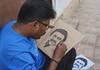 a artist draw a cm mk stalin photo while using dhoop sticks in coimbatore vel