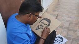 a artist draw a cm mk stalin photo while using dhoop sticks in coimbatore vel