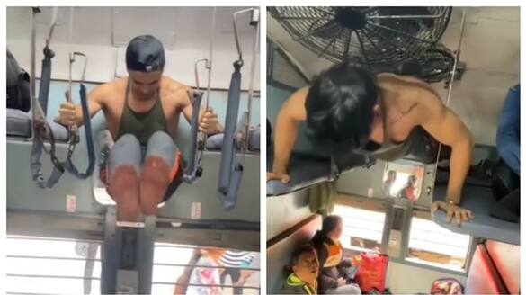 Viral Video Social media criticises young man who turned train that became a gym bkg