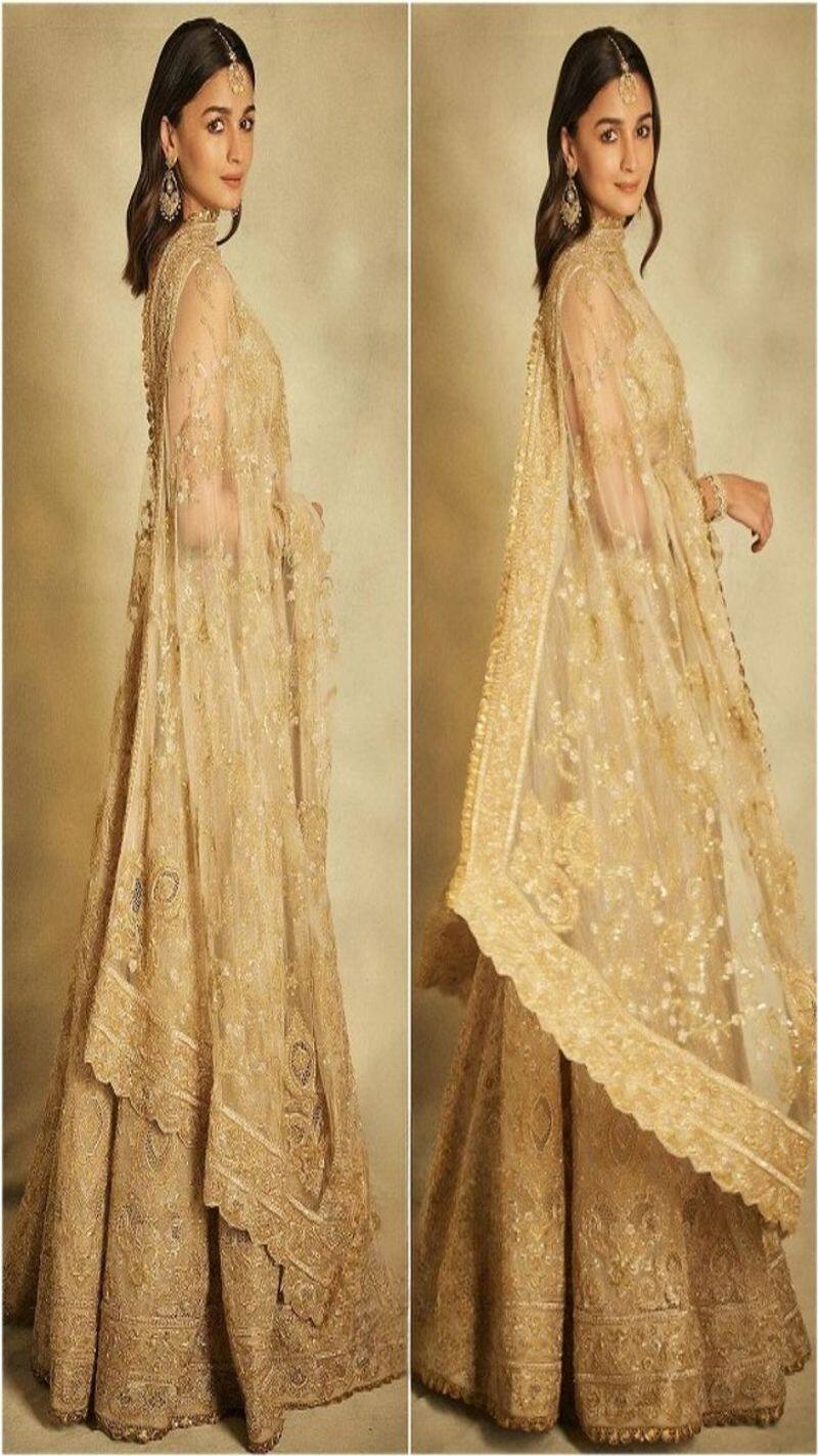 Alia Bhatt in a Green Sabyasachi Lehenga with Golden Floral Embroidery for  Sonam Kap… | Indian bridal outfits, Party wear indian dresses, Traditional  indian outfits