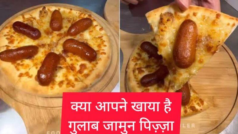 viral video of gulab jamun pizza zkamn