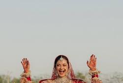  Meera chopra Priyanka Chopra proved Red lehenga is not out many actress wore pastel outfit at her wedding xbw