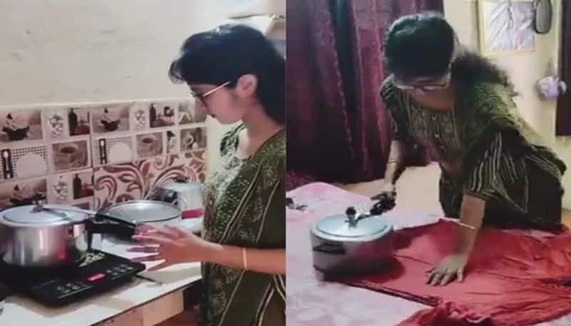 A unique video of women ironing clothes with a pressure cooker is going viral [Watch] nti