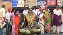 PM road show in coimbatore Bjp workers put saffron shawl for thiruvalluvar ans 