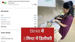 viral post of 3 minute delivery of gujiya maker by blinkit zkamn