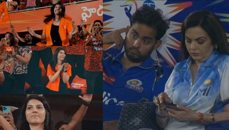 IPL 2024:Kavya Maran's Celebration during SRH vs MI Match, Nita Ambani and Akash Ambani