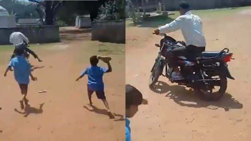 Drunk Teacher in Chhattisgarh Flees on Motorcycle as Students Chase Him with Chappals; WATCH Videortm