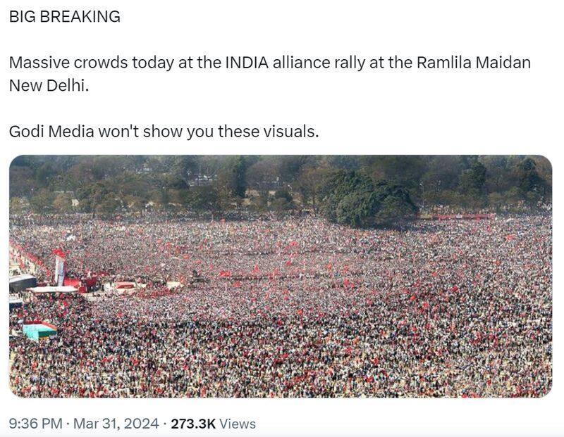 Fact Check Old and unrelated photo circulating as from INDIA Alliance Maha Rally at Ramlila Maidan 