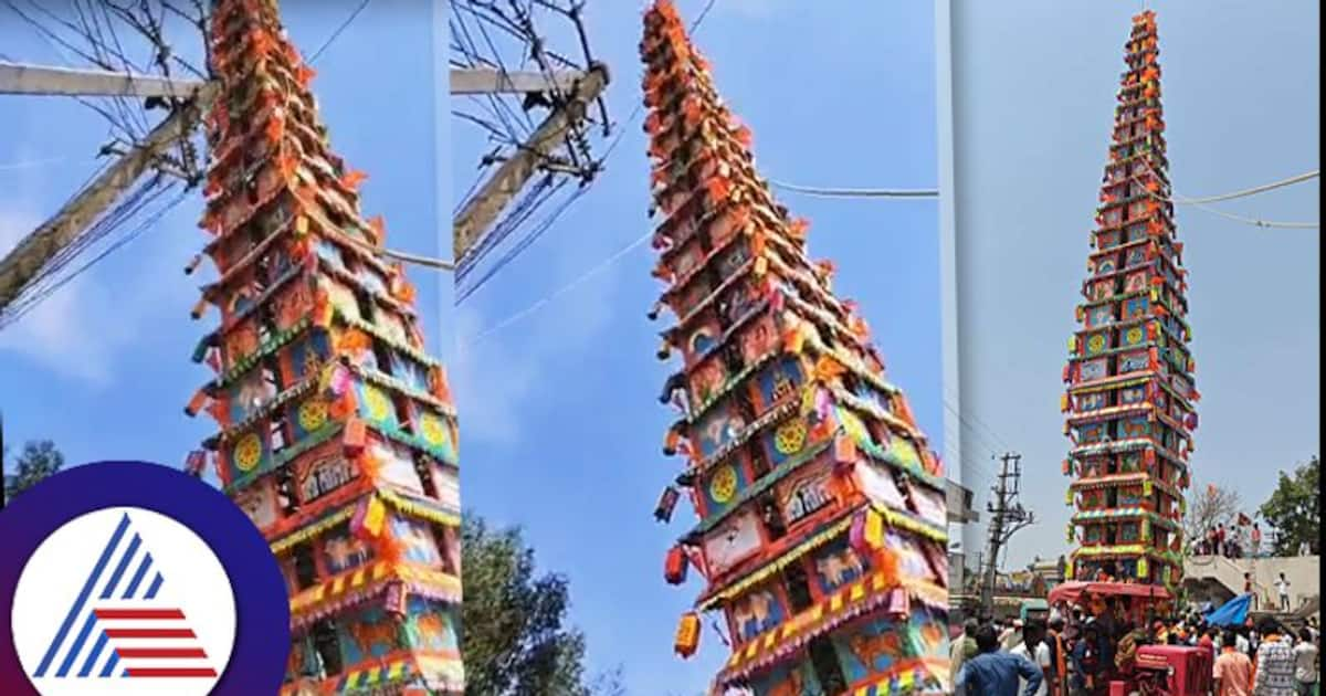 Bengaluru: Massive 120-foot chariot falls during Madduramma fair in ...