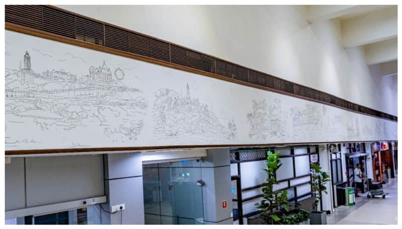 series of sketches was unveiled at thiruvananthapuram airport
