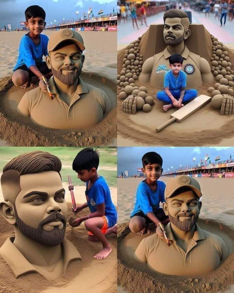 Fact Check sand sculptures of Virat Kohli AI or real here is the fact 