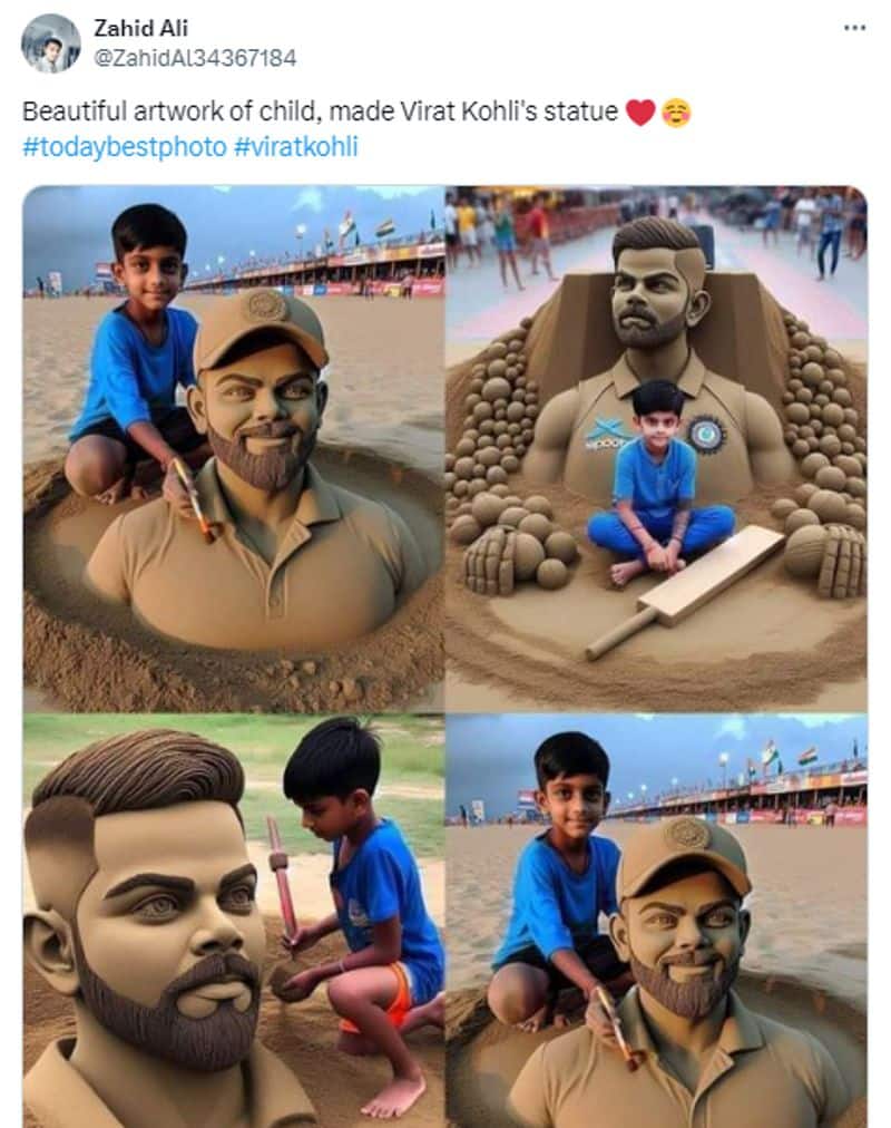Fact Check sand sculptures of Virat Kohli AI or real here is the fact 