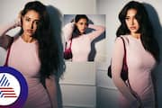 disha patani is looking so killer in light pink color full sleeves bodycon mini dress gvd