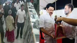 Congress Leader Rahul Gandhi bought Sweets for cm stalin in coimbatore video viral ans