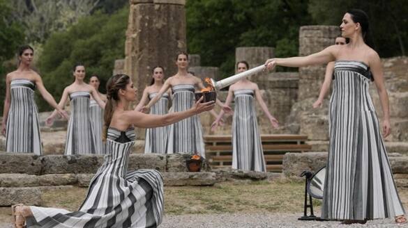 Paris Olympics set to begin on July 26, the Paris Olympic Torch was lit by Greek actress Mary Mina today at Ancient Olympia rsk